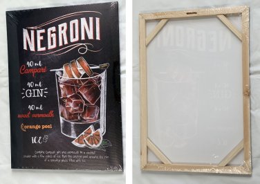 New Negroni Recipe Canvas Print Wall Art 15.75" by 22.75" Bar Decor Campari