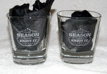 2 New Etched Jack Daniels Whiskey Glasses It's a Short Season Enjoy It 8 oz