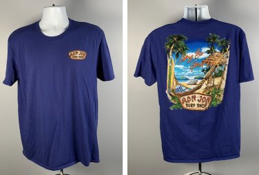 Ron Jon Surf Shop Living the Good Life T Shirt Mens Large Tropical Beach Scene