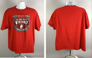 Pendleton Whisky Let'er Buck Out Here This is Whisky T Shirt Mens 2XL Red
