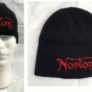 Norton Motorcycles Beanie Hat Embroidered Red Logo Black Acrylic