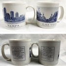 2 Starbucks Coffee Ceramic City Mugs 2008 Las Vegas 2007 Tampa 18 oz