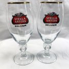 2 New Stella Artois Stemmed Belgium Beer Glasses 40 cl Gold Rimmed Anno 1366