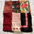 6 Vintage Head Scarves Wraps Anne Klein Ellen Tracy polka dots floral XMas silk
