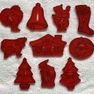 10 Vintage Plastic HRM Cookie Cutters Xmas Tree Cow Pumpkin Cat Witch Chicken