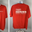 Lowes Heroes Hands On Hearts In T Shirt Mens 2XL Cotton Red