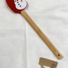NWT Sur la Table Snowman Silicone Spatula Scraper Red Wood Handle