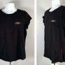 Simply Vera Wang Embroidered LOVE T Shirt Womens XXL LGBTQ Rainbow Logo
