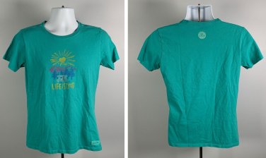 Life is Good Camper Mountains Dog Sun Crusher T Shirt Womens Medium Classic Fit