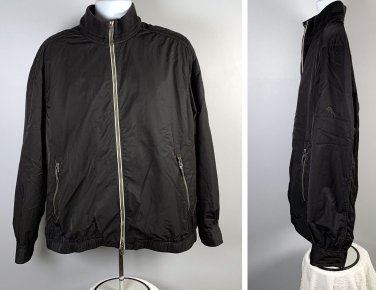 Tommy Bahama Jacket Mens Large Black Bomber Windbreaker Lined Full Zip