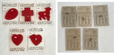 5 New Vintage Plastic HRM Cookie Cutters Lamb Cross Easter Egg Heart I Love You