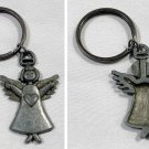 Pewter Angel Heart Keychain Key Ring 1.5" Pewter Angel Heart Keychain Key Ring 1.5"