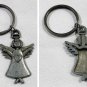 Pewter Angel Heart Keychain Key Ring 1.5"