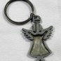 Pewter Angel Heart Keychain Key Ring 1.5"