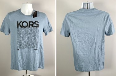 NWT Michael Kors Blue Short Sleeve T Shirt Mens Small Black Logo Design