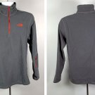 The North Face Fleece Pullover Mens Small 1/4 Zip Polyester Gray Red Trim