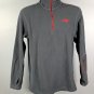 The North Face Fleece Pullover Mens Small 1/4 Zip Polyester Gray Red Trim