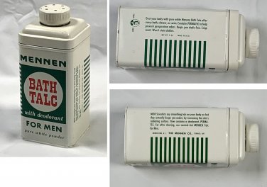 Vtg Mennen Bath Talc Pure White Powder with Deodorant 9 Oz Made in the USA