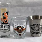 3 Harley Davidson Shot Glasses Shooters Smoky Mtn High Country VooDoo
