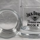 2 Jack Daniels Tennessee Honey Whiskey Glasses 8 oz Embossed Bee Base 2 Jack Daniels Tennessee Honey Whiskey Glasses 8 oz Embossed Bee Base