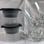 2 New Bacardi Rum Etched Bat Logo 6-Sided 12 oz Glasses & Plastic Ice Molds