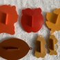 6 Vintage Hallmark Cookie Cutters Plastic Football Squirrel Pilgrims Leaf Apple