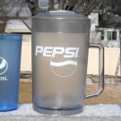 4 Plastic Pepsi Blue Soda glasses 20 oz & new 64 oz clear plastic Pitcher