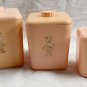 3 Vtg Pink Kitchen Nesting Canisters MCM Atomic Flowers Flour Sugar Tea USA Made
