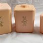 3 Vtg Pink Kitchen Nesting Canisters MCM Atomic Flowers Flour Sugar Tea USA Made