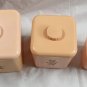 3 Vtg Pink Kitchen Nesting Canisters MCM Atomic Flowers Flour Sugar Tea USA Made