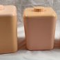 3 Vtg Pink Kitchen Nesting Canisters MCM Atomic Flowers Flour Sugar Tea USA Made