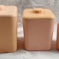 3 Vtg Pink Kitchen Nesting Canisters MCM Atomic Flowers Flour Sugar Tea USA Made