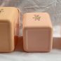 3 Vtg Pink Kitchen Nesting Canisters MCM Atomic Flowers Flour Sugar Tea USA Made