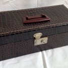 8 Track Tape Case Holder Faux Alligator Pattern Brown Holds 24 Tapes