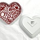 2 Crate & Barrel Ceramic Red & White I Choose You Heart Plates Kate Forrester