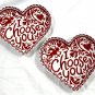 2 Crate & Barrel Ceramic Red & White I Choose You Heart Plates Kate Forrester