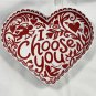 2 Crate & Barrel Ceramic Red & White I Choose You Heart Plates Kate Forrester