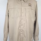 Chevrolet Embroidered Long Sleeve Vented Sport Fishing Shirt Mens Large Brown