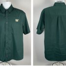 CAT Caterpillar Short Sleeve Button Front Shirt Mens Large Green Cotton Poly