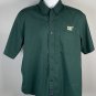 CAT Caterpillar Short Sleeve Button Front Shirt Mens Large Green Cotton Poly