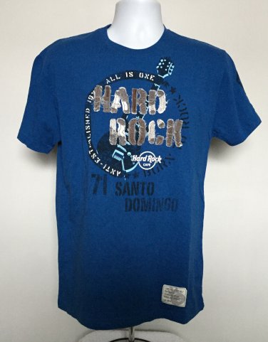 Hard Rock Cafe Santo Domingo T Shirt Mens Medium Love All Serve All blue