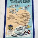 US 8th Air Force East Anglia Cotton Kitchen Towel Airplanes Bases Thunderbolt