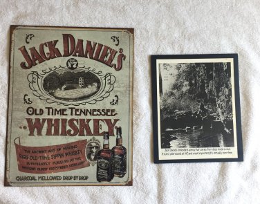Jack Daniels Old No 7 Brand  Whiskey Tin Sign 12.5" by 16"  & B/W Spring Picture
