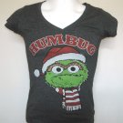 Sesame street Grouch Humbug t Shirt Womens Juniors small Santa hat
