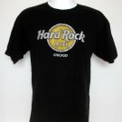 Hard Rock Hotel Chicago T SHIRT Mens Large Black Raised Yellow Logo Cotton