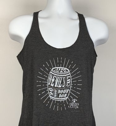Jim Beam Devils Cut Bourbon Tank Top Shirt Womens Medium Gray Barrel Logo