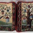 2 Bird House Tapestry Pillows 16" x 16" For Rent Vacant Signs Flowers Hearts