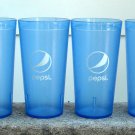 6 Plastic Pepsi Soda Glasses Blue 20 oz Impact Brand Made in USA Cups