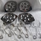 4 Stainless Steel 18-8 Escargot Snail Plates 6 Well + 6 Tongs Sanrival France 4 Stainless Steel 18-8 Escargot Snail Plates 6 Well + 6 Tongs Sanrival France