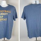 NWT Life is Good Football Turkey Nap Repeat T Shirt Mens Small Blue